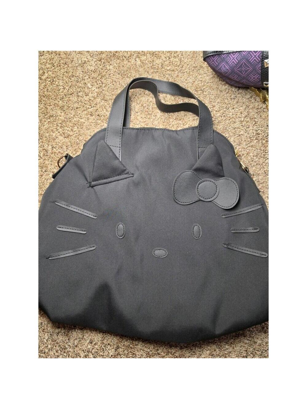 Hello Kitty Character Black Nylon Tote Bag with Adjustable Strap